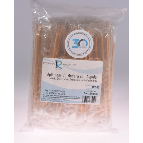 Aplicador de Madera Con Punta de Algodón Estéril Ruisánchez ®